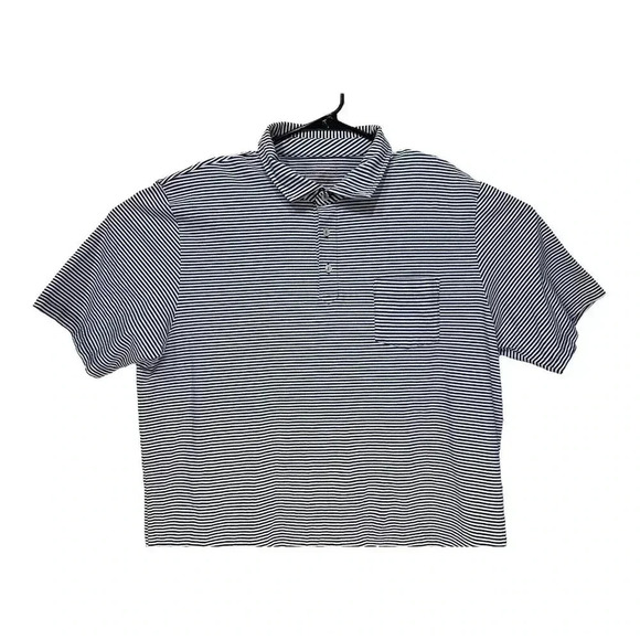 Peter Millar Polo Shirt Mens Extra Large Blue White Striped Seaside Wash Golf XL - Picture 2 of 9